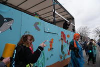 Helau Walldorfer Fastnachtsumzug närischer Lindwurm kleine und große Narren am Rathaus im Stadtteil Walldorf 2026