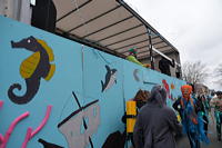 Helau Walldorfer Fastnachtsumzug närischer Lindwurm kleine und große Narren am Rathaus im Stadtteil Walldorf 2026