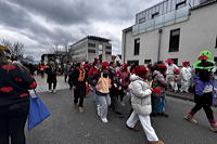 ? Helau Walldorfer Fastnachtsumzug närischer Lindwurm kleine und große Narren am Rathaus im Stadtteil Walldorf 2026