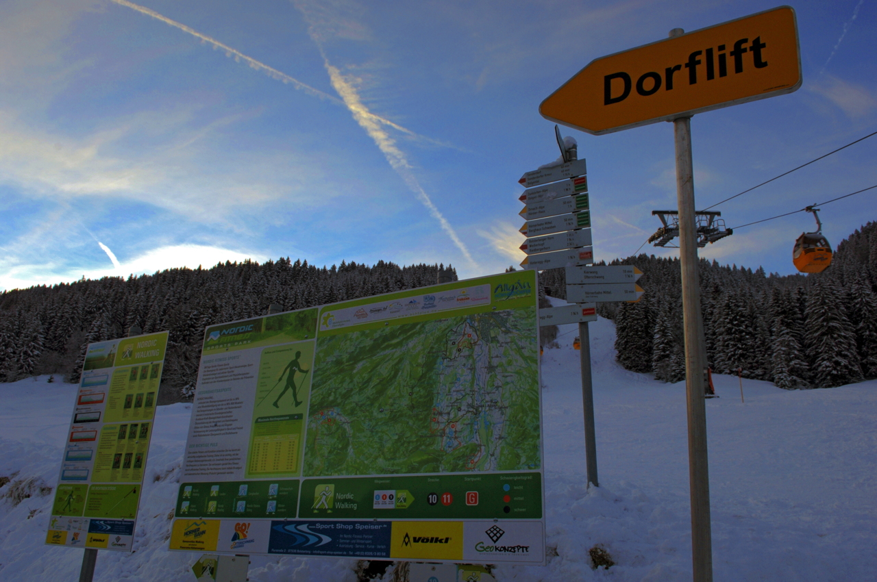 Hörnerbahn nur 7km von Oberstdorf in Bolsterlang längste Höhen-Winterwanderwege im Allgäu mit Berghaus Schwaben