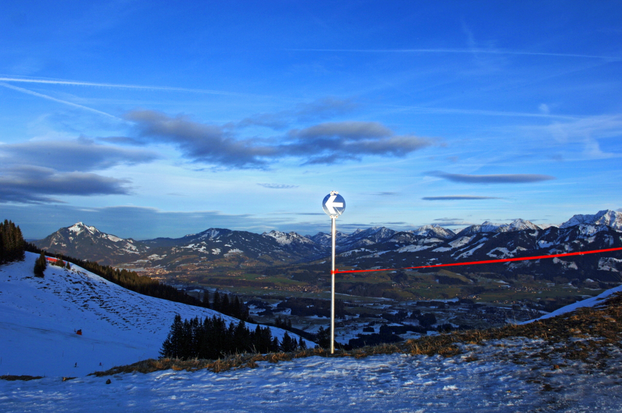 Hörnerbahn nur 7km von Oberstdorf in Bolsterlang längste Höhen-Winterwanderwege im Allgäu mit Berghaus Schwaben