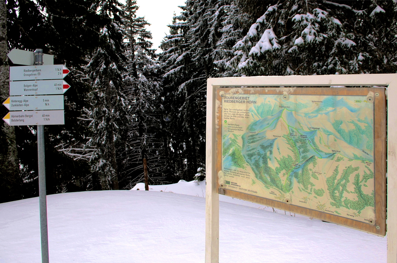 Hörnerbahn nur 7km von Oberstdorf in Bolsterlang längste Höhen-Winterwanderwege im Allgäu mit Berghaus Schwaben