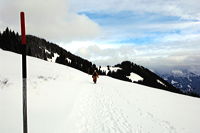 Hörnerbahn nur 7km von Oberstdorf in Bolsterlang längste Höhen-Winterwanderwege im Allgäu mit Berghaus Schwaben