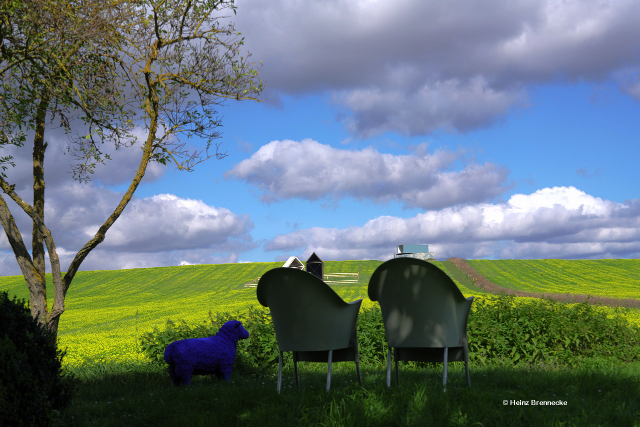 Spiegelarche Roldisleben Rastenberg Spiegelcontainer Kunstwerke Art auf dem Feld  ein Luftbild  zwischen Sonne Wolken und Erde.