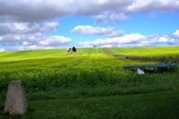 Spiegelarche Roldisleben Rastenberg Spiegelcontainer Kunstwerke Art auf dem Feld  ein Luftbild  zwischen Sonne Wolken und Erde.